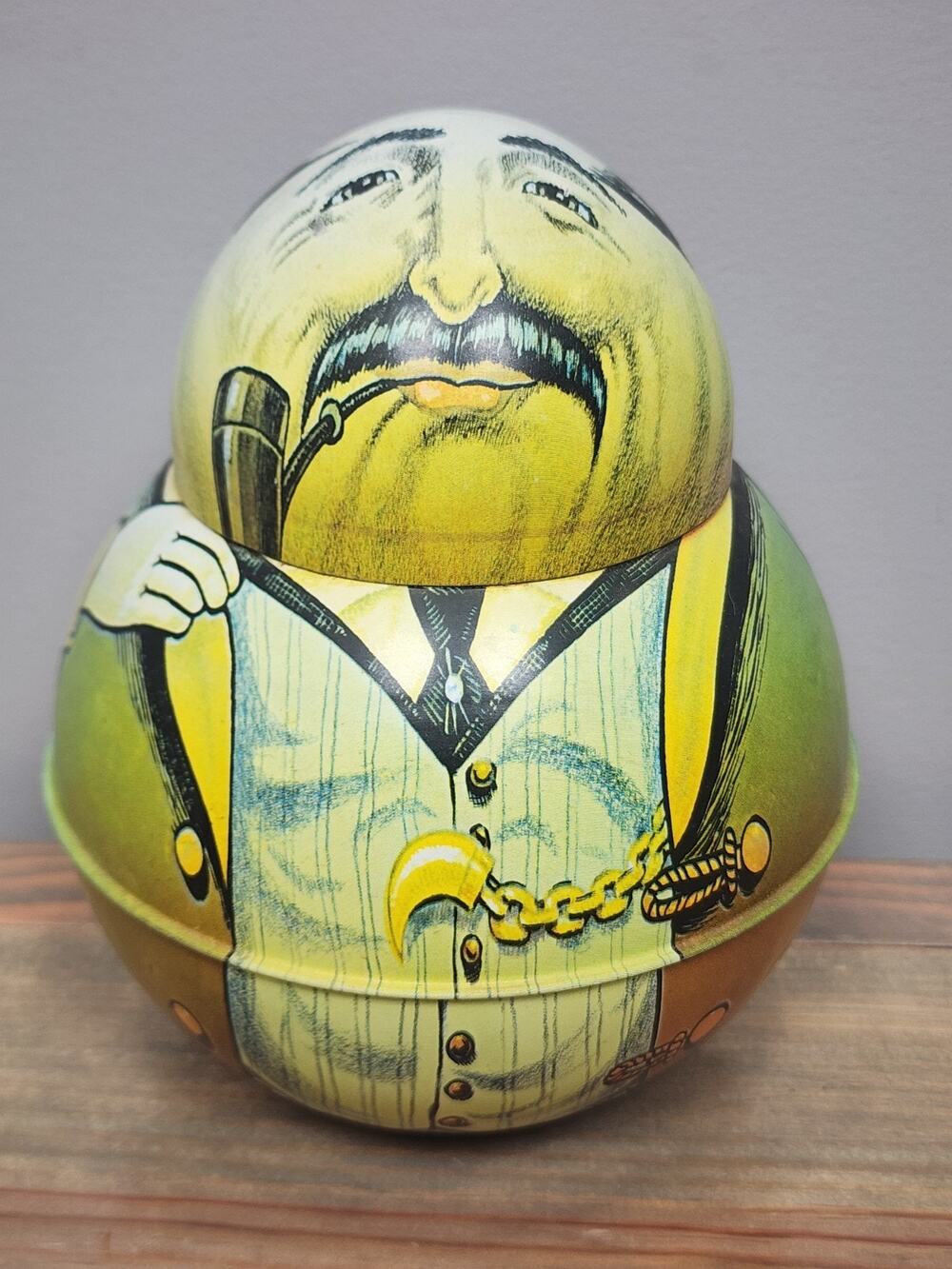 Vintage 1979 Bristol Ware Businessman Roly Poly Tin Chein Industries Inc